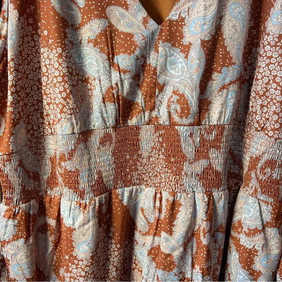 Boho Orange and White Patterned Dress
June + Vie brown Paisley Dress Size 3X - Picture 2 of 7